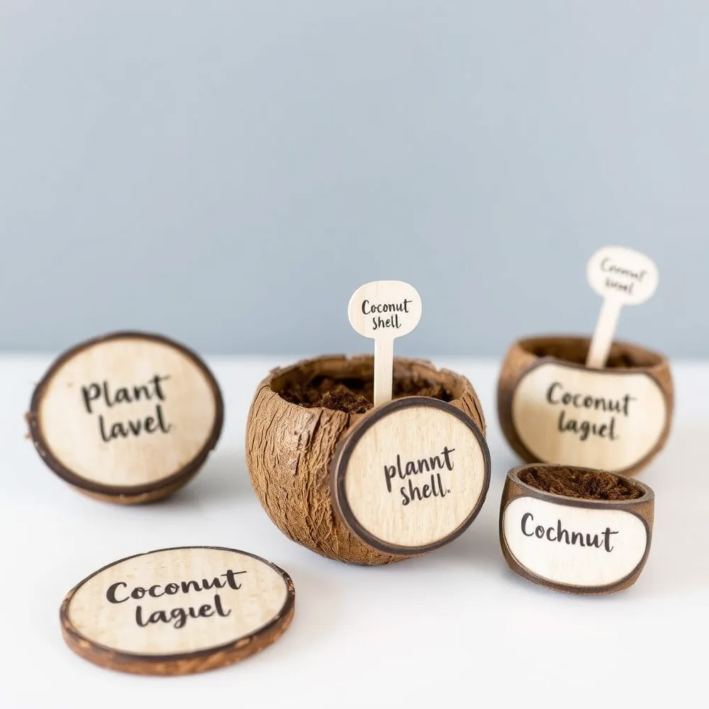 Plant Labels made from Coconut Shell