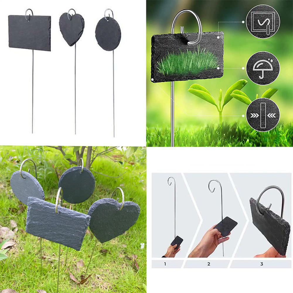 Reusable Stone Garden Slate Plant Labels Markers