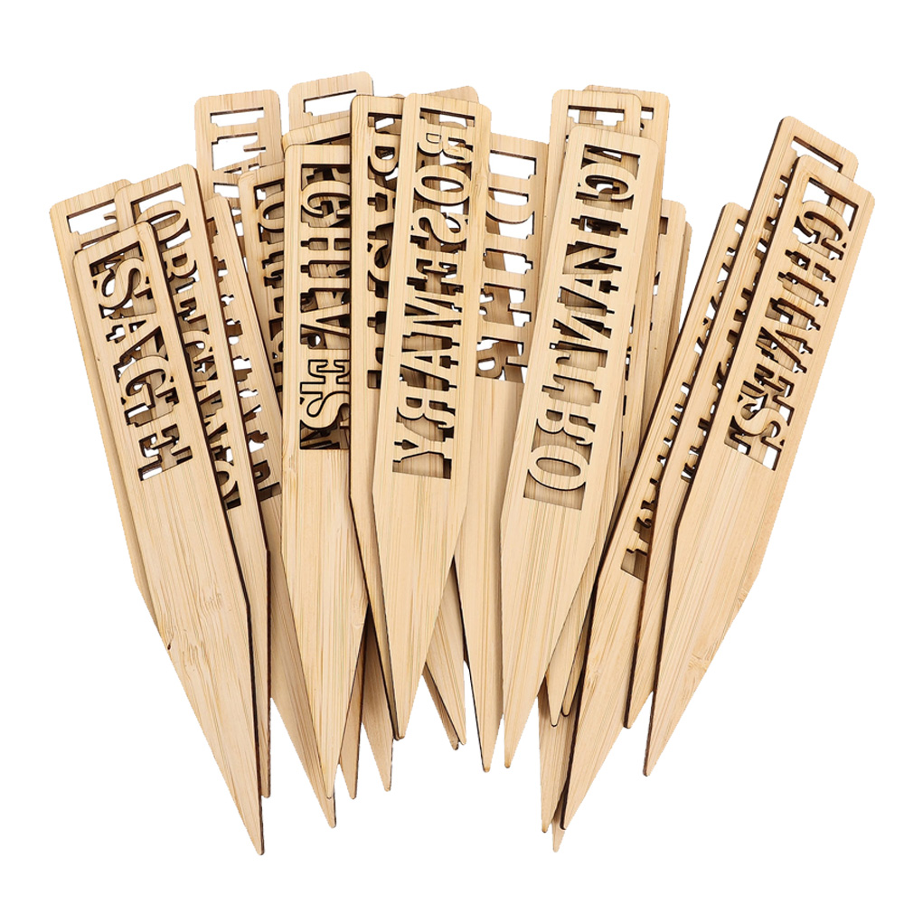 Wooden Plant Labels Hollow Lettering Garden Markers Tags