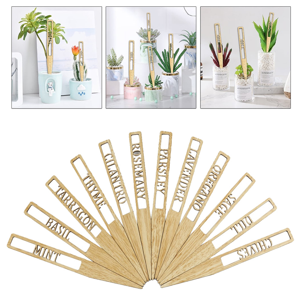 Wooden Plant Labels Hollow Lettering Garden Markers Tags