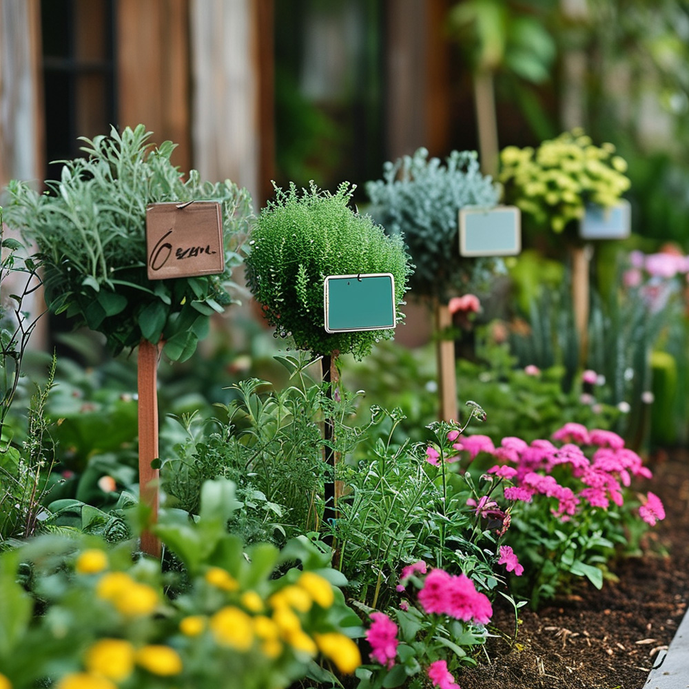 different color plant labels