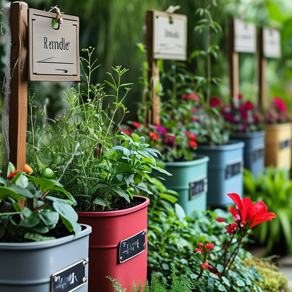 different color plant labels