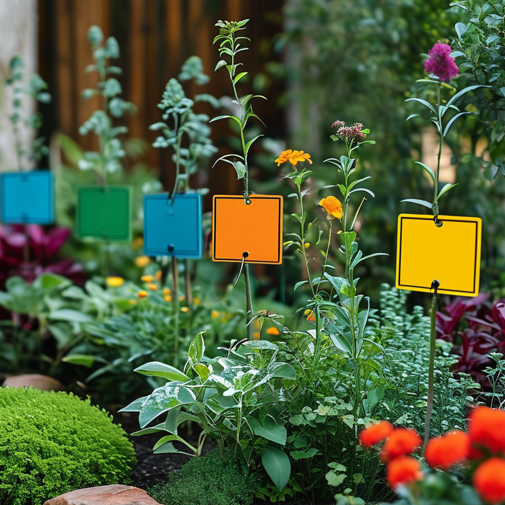 different color plant labels