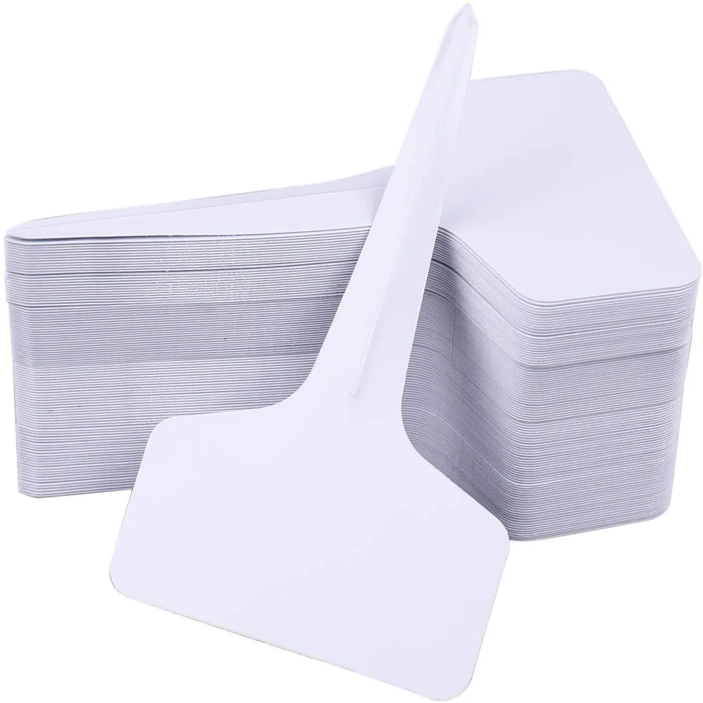 white plastic plant labels